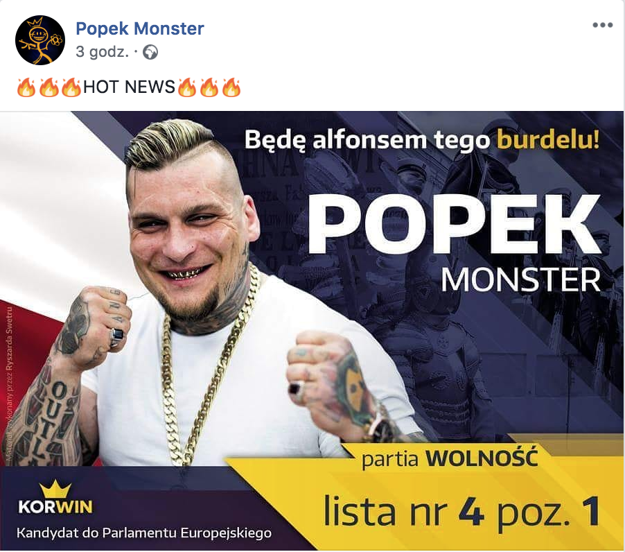 Popek - kandydat partii Wolność. Lista nr 4