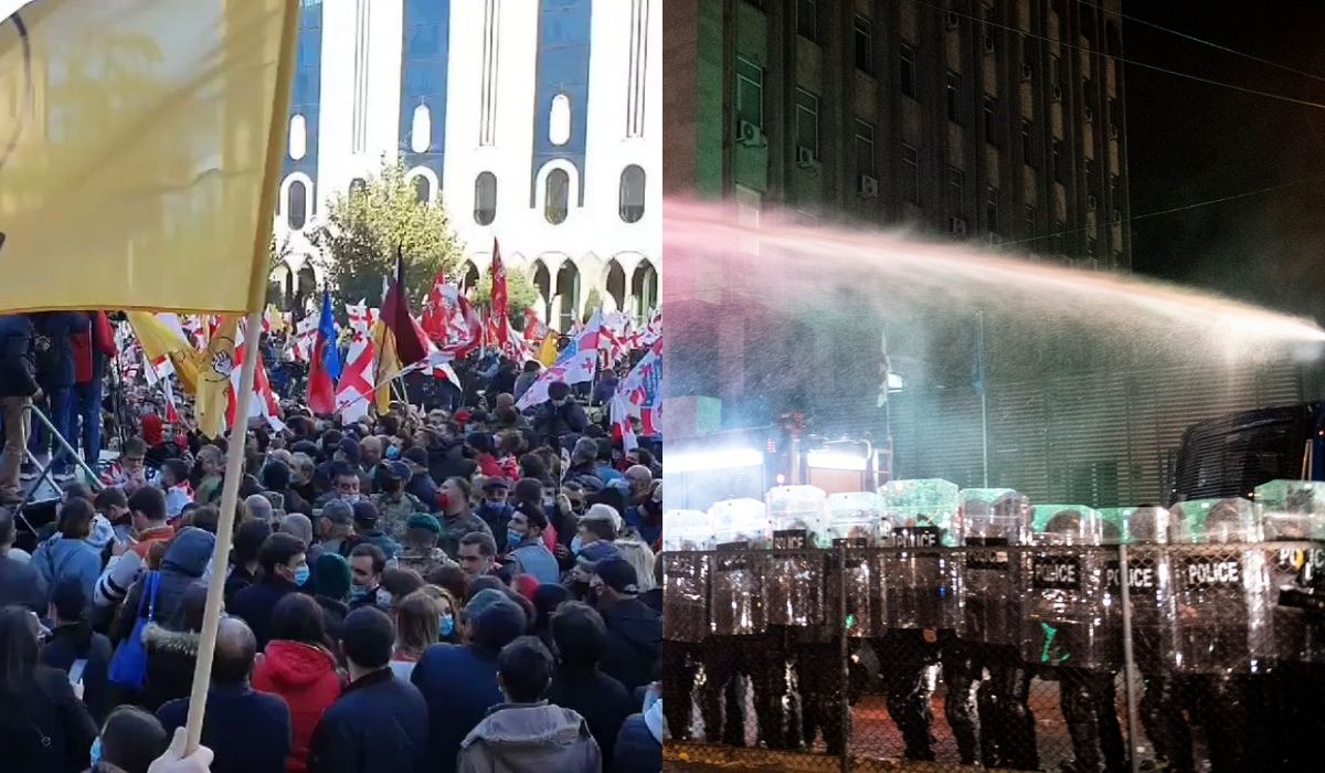 Gruzja: masowe protesty w sprawie powtórzenia wyborów, policja rozganiała ludzi armatkami wodnymi