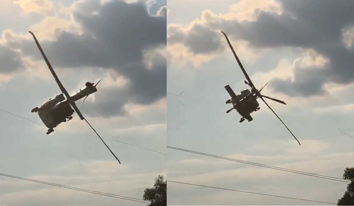 Podczas wojskowego pikniku policyjny śmigłowiec zahaczył o linię energetyczną