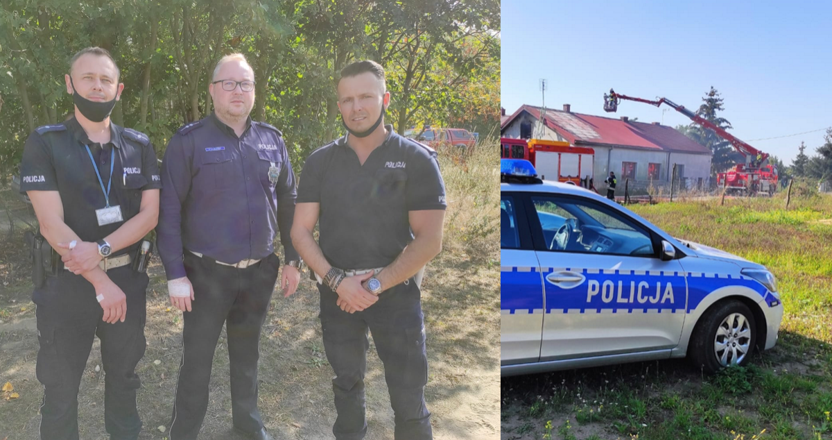 Zadworna: panowie policjanci uratowali z pożaru starszą panią, na minuty przed eksplozją, jak w filmach