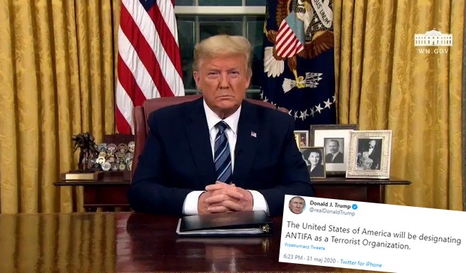 Trump: USA uznają Antifę za organizację terrorystyczną 