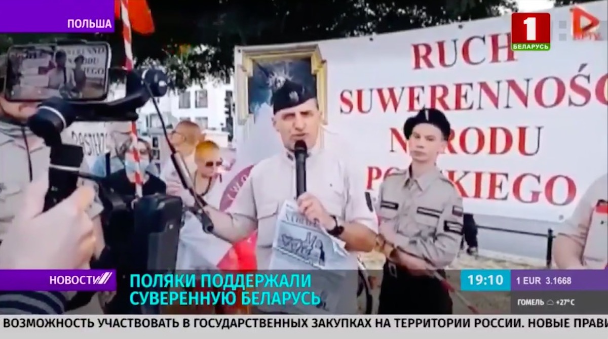 Białoruś: reżimowa propaganda pokazuje polskie manifestacje wsparcia dla Łukaszenki