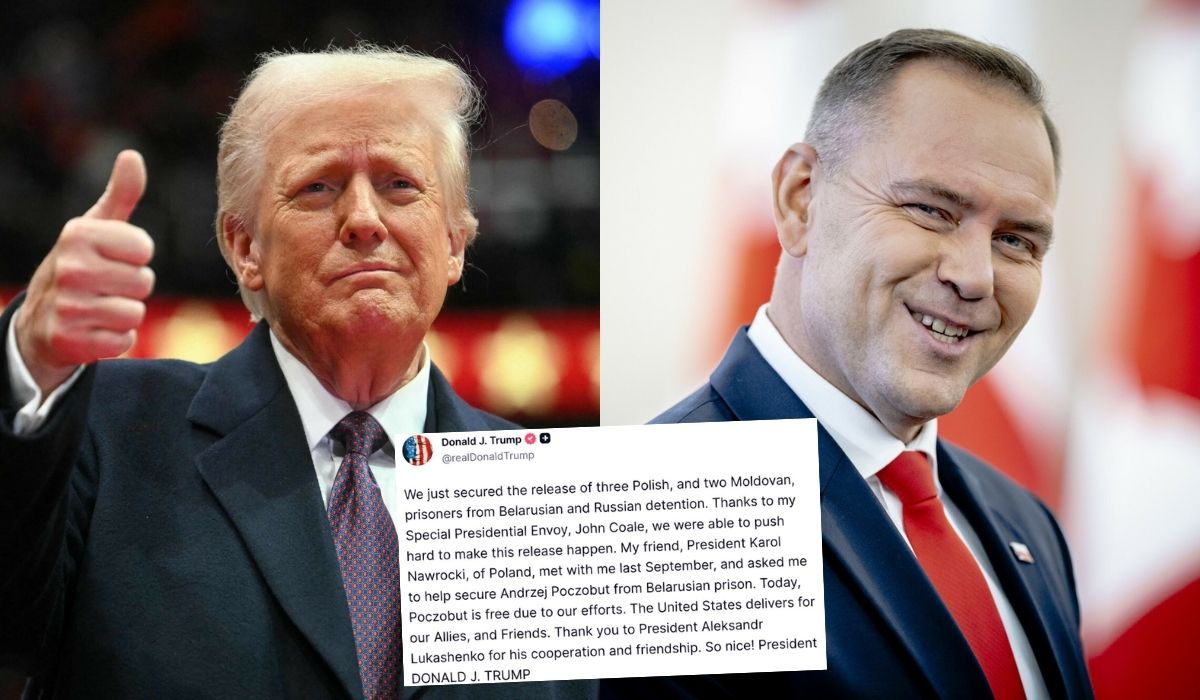 Donald Trump czule po uwolnieniu Poczobuta: "mój przyjaciel Karol Nawrocki poprosił mnie o pomoc"