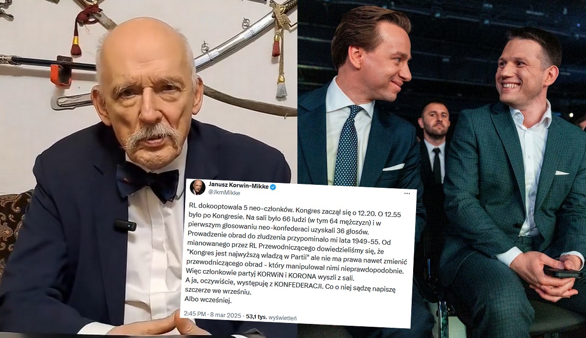 Korwin-Mikke załamany kongresem Konfederacji, odcięto środowisko Grzegorza Brauna