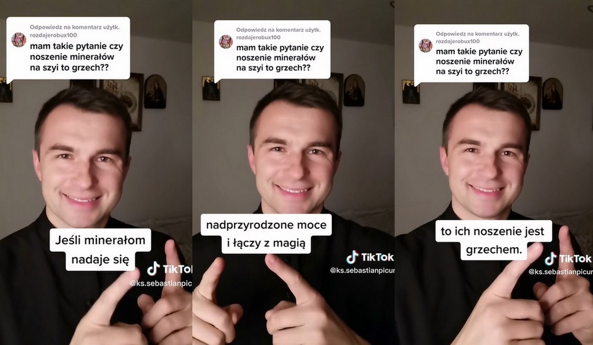 Ksiądz influencer ostrzegł, że noszenie ozdób z kamieniami, które mają przynosić szczęście, to grzech i wiara w magię