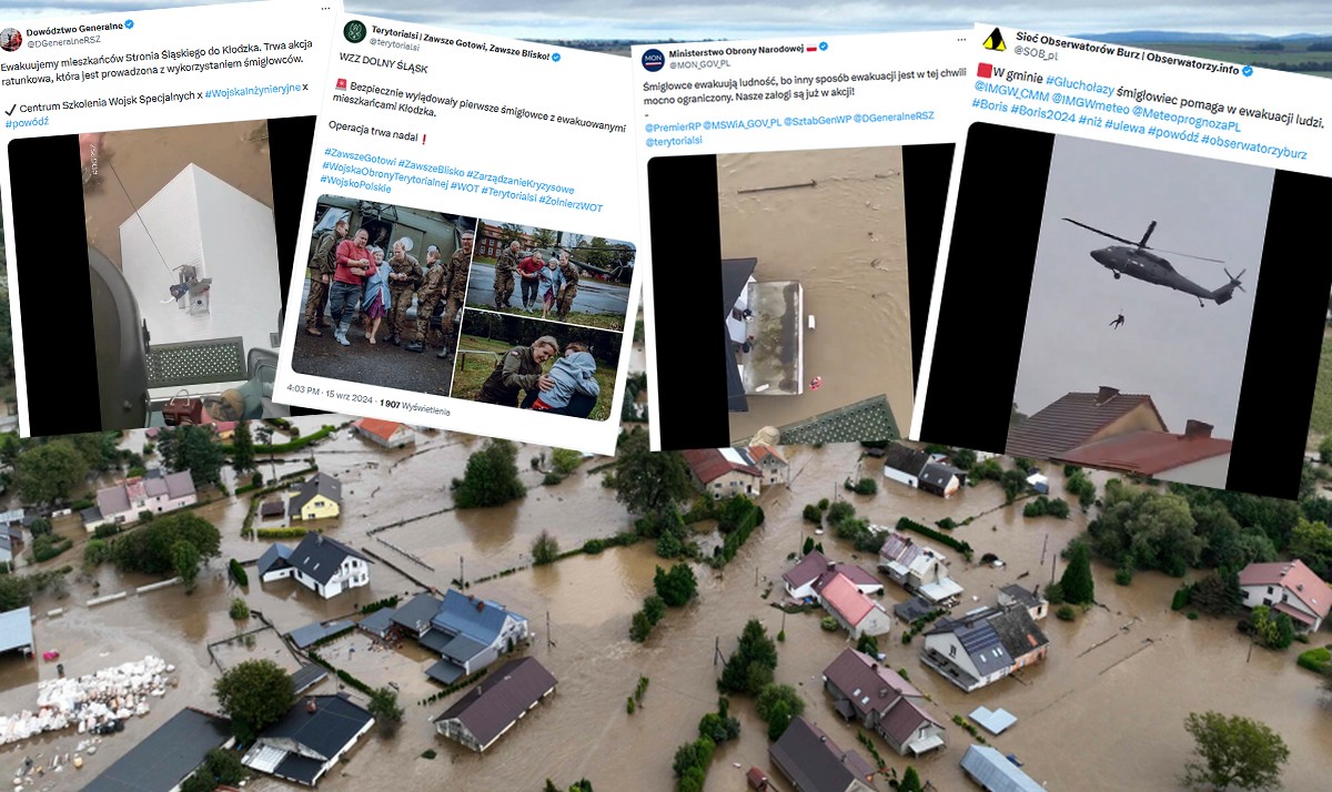 W ewakuacje ludności masowo zaangażowano śmigłowce wojskowe, bo drogą lądową już się nie da