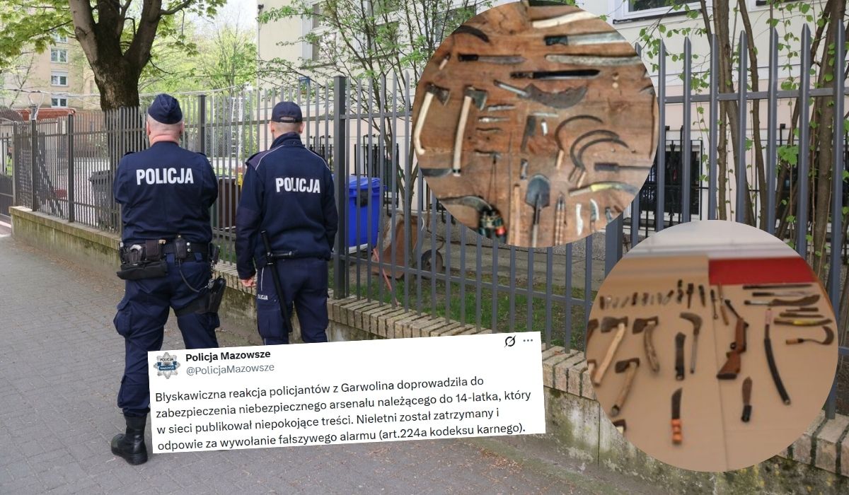 Garwolin: policja przejęła arsenał siekier, noży i ostrych narzędzi 14-latka