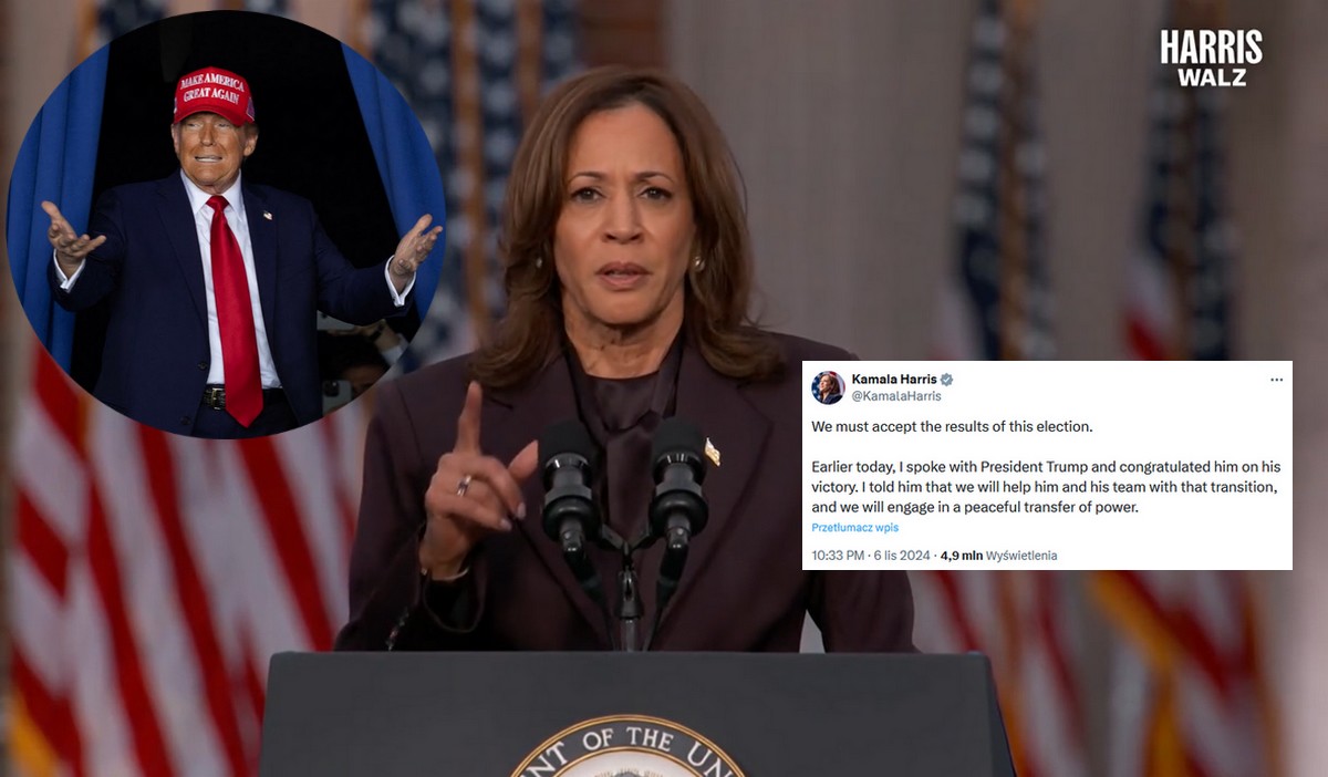 Harris pokornie: akceptujemy wyniki, Trump wygrał, mamy nadzieję, że to nie będzie "mroczny czas"