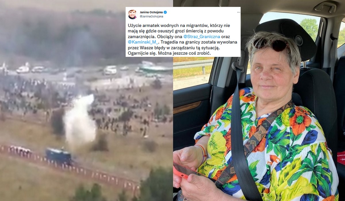 Ochojska krytykuje policję za użycie armatek wodnych wobec migrantów. "Grozi to śmiercią z powodu zamarznięcia"