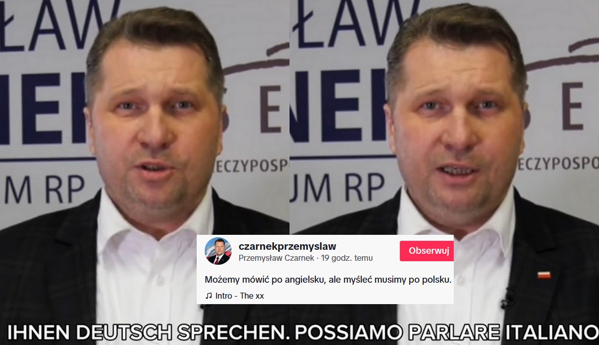 Czarnkowi nie spodobała się krytyka jego angielskiego i sugeruje hejterom, żeby zaczęli myśleć po polsku