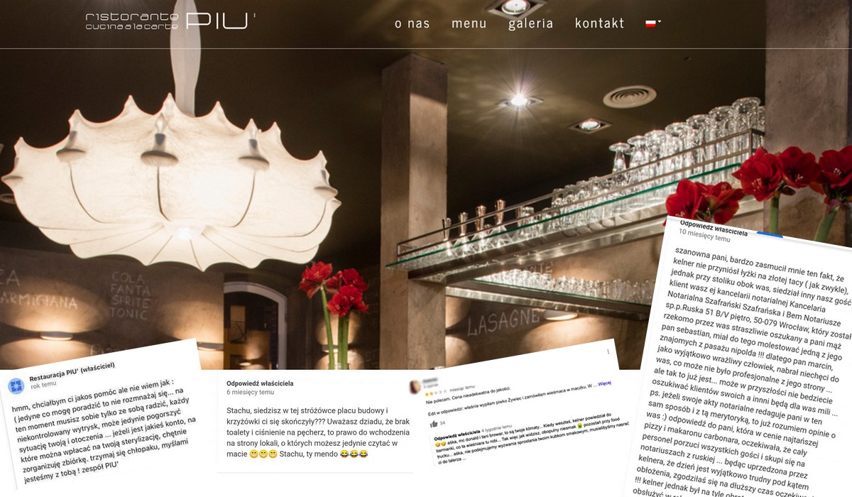Właściciel restauracji rozsławił ją obrażając klientów, dostawał piany także wobec recenzji w internecie jakby był odwrotną Magdą Gessler