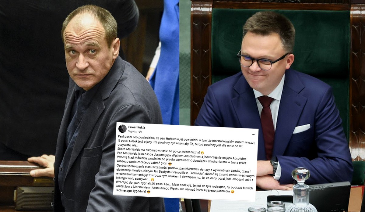 Kukiz popiera badania alkomatem w Sejmie, chociaż uważa, że nos marszałka Hołowni byłby równie efektywny