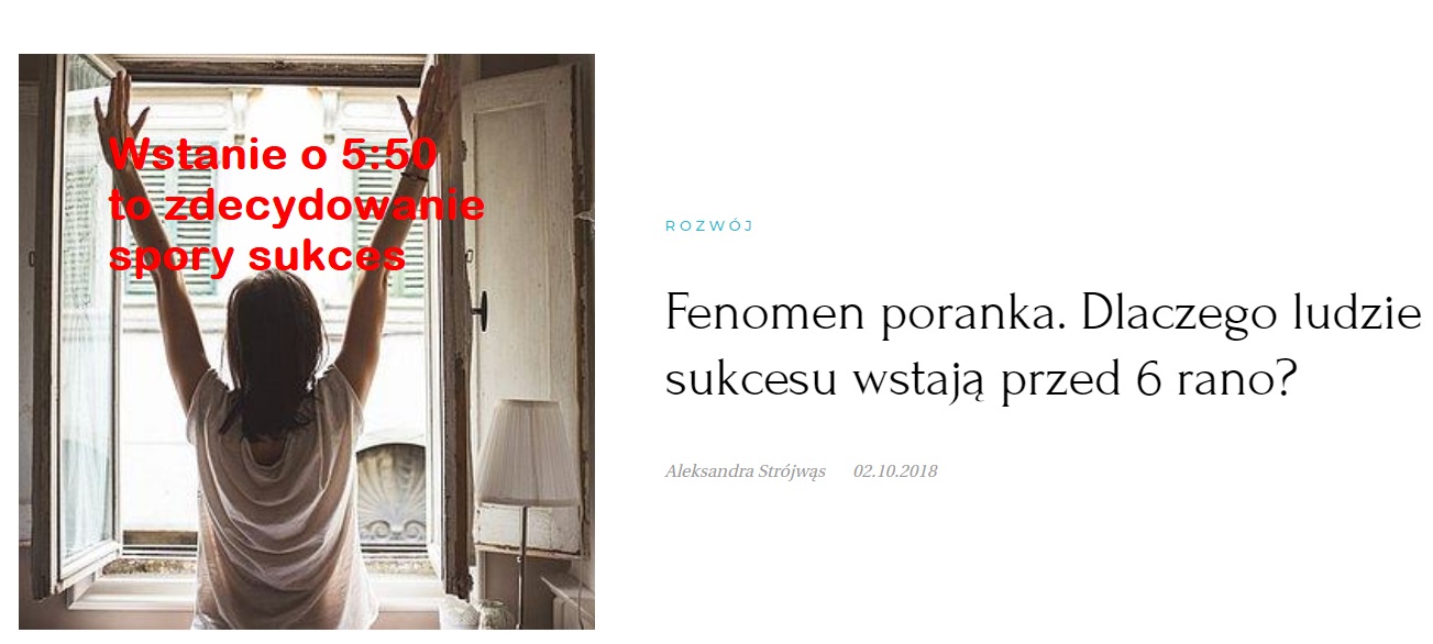 Wysokie Obcasy: "Ludzie sukcesu wstają przed 6 rano"