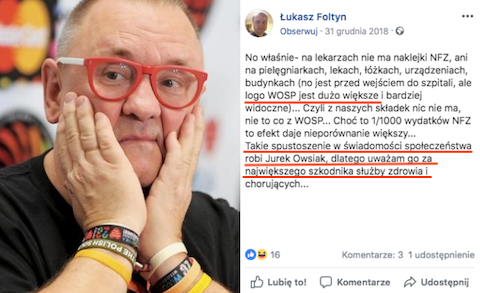 Twórca Gadu-Gadu, Łukasz Foltyn: uważam Owsiaka za szkodnika służby zdrowia