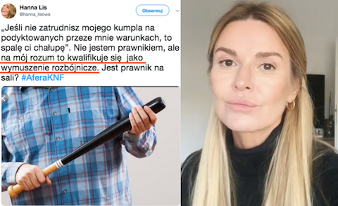 Hanna Lis o aferze KNF: Na mój rozum to wymuszenie rozbójnicze