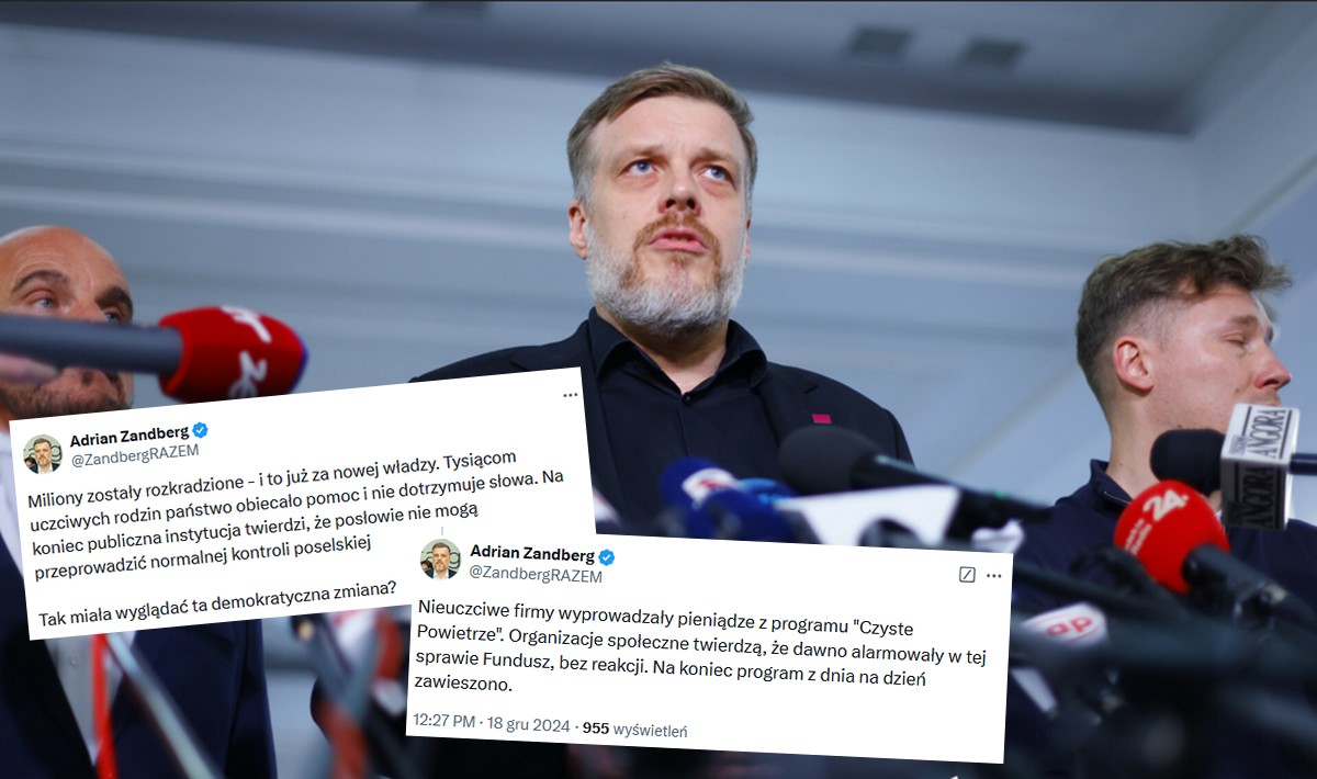 Zandberg chce wyjaśnienia przekrętów z programu Czyste Powietrze, ale twierdzi, że ministerstwo go spławia