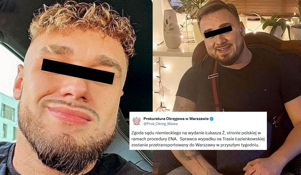 Łukasz Ż. znany z wypadku na Trasie Łazienkowskiej wróci do Polski, chociaż nie chce, Niemcy zgodziły się go wydać