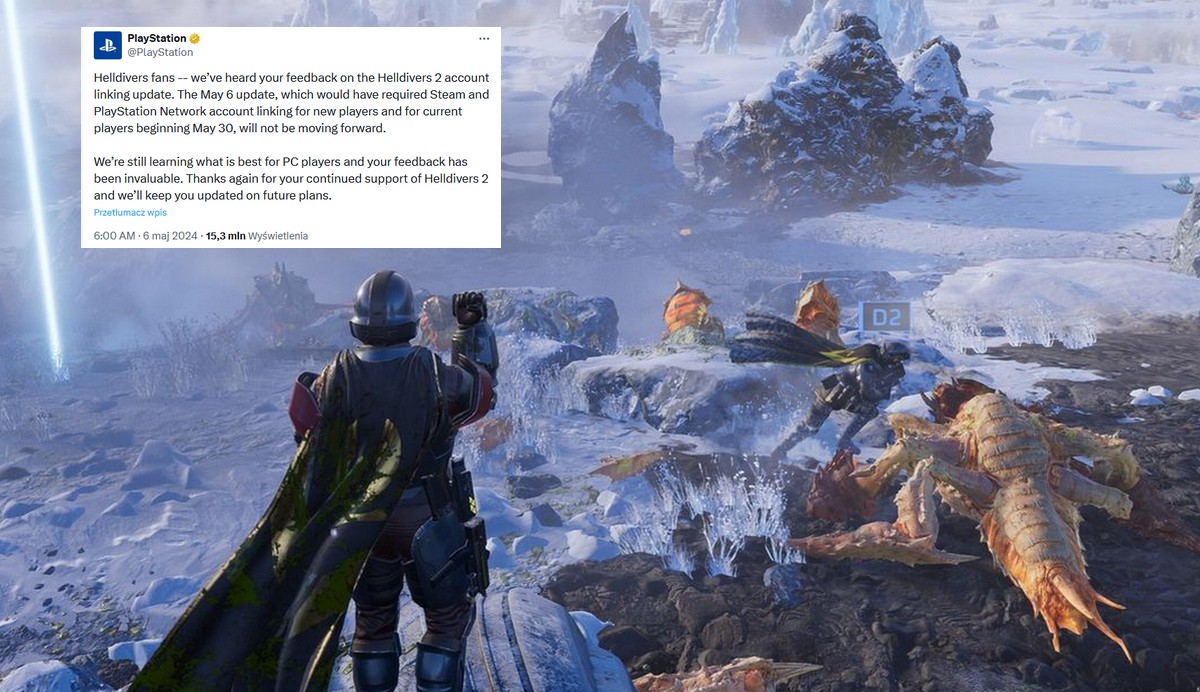 Sony się ugięło po buncie graczy Helldivers i nie będzie trzeba łączyć konta z PSN