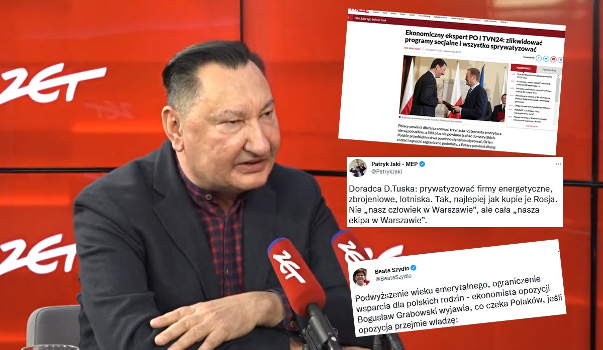 Grabowski zalecił rezygnację ze świadczeń socjalnych i prywatyzację czego się da, TVP podłapało i podało, że to "ekspert PO"
