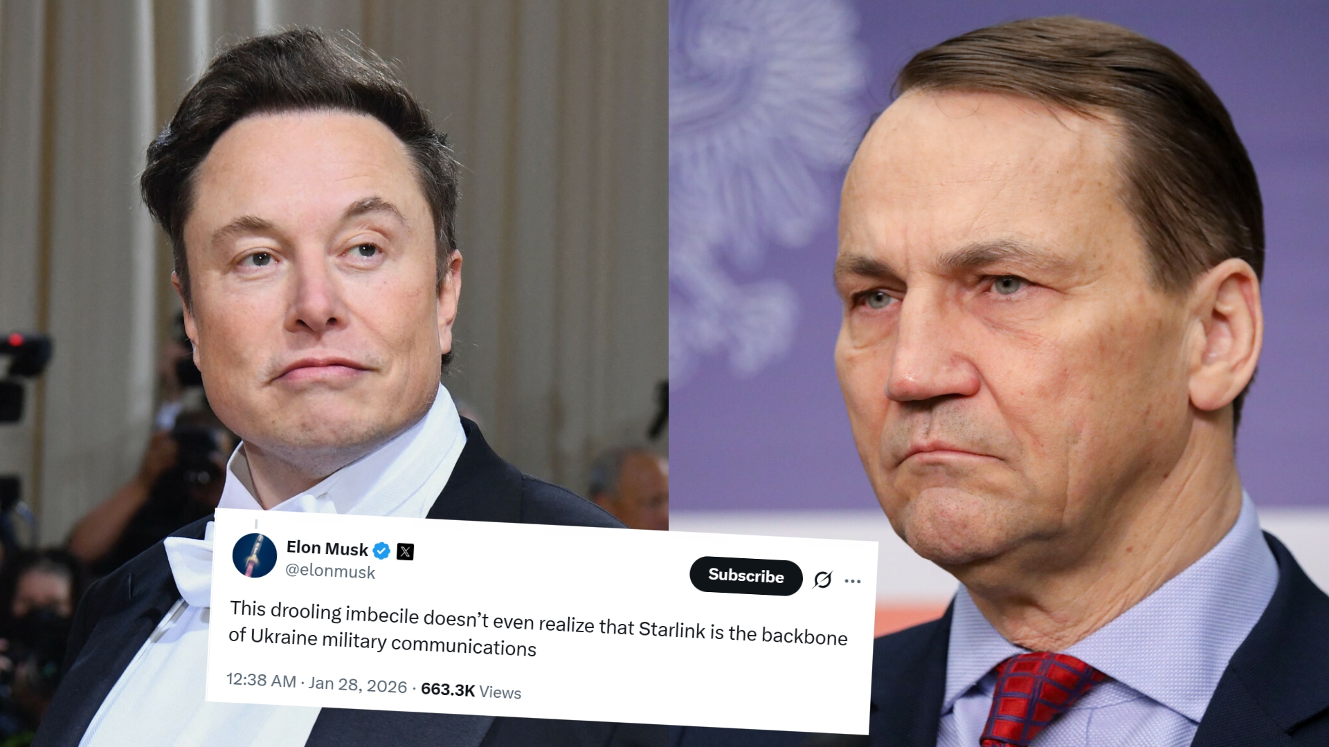 Elon Musk znowu niemiło o Radku Sikorskim, tym razem wyzwał go od "śliniącego się imb*cyla"