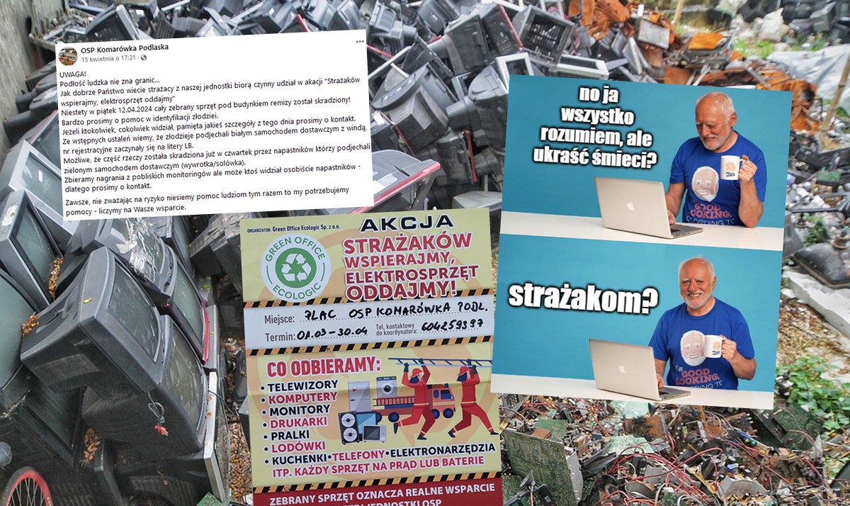 Komarówka: ktoś ukradł strażakom elektrośmieci, które ludzie przynosili w ramach zbiórki