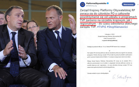 PO zapowiada "całkowity bojkot" TVP. Do czasu odwołania Kurskiego