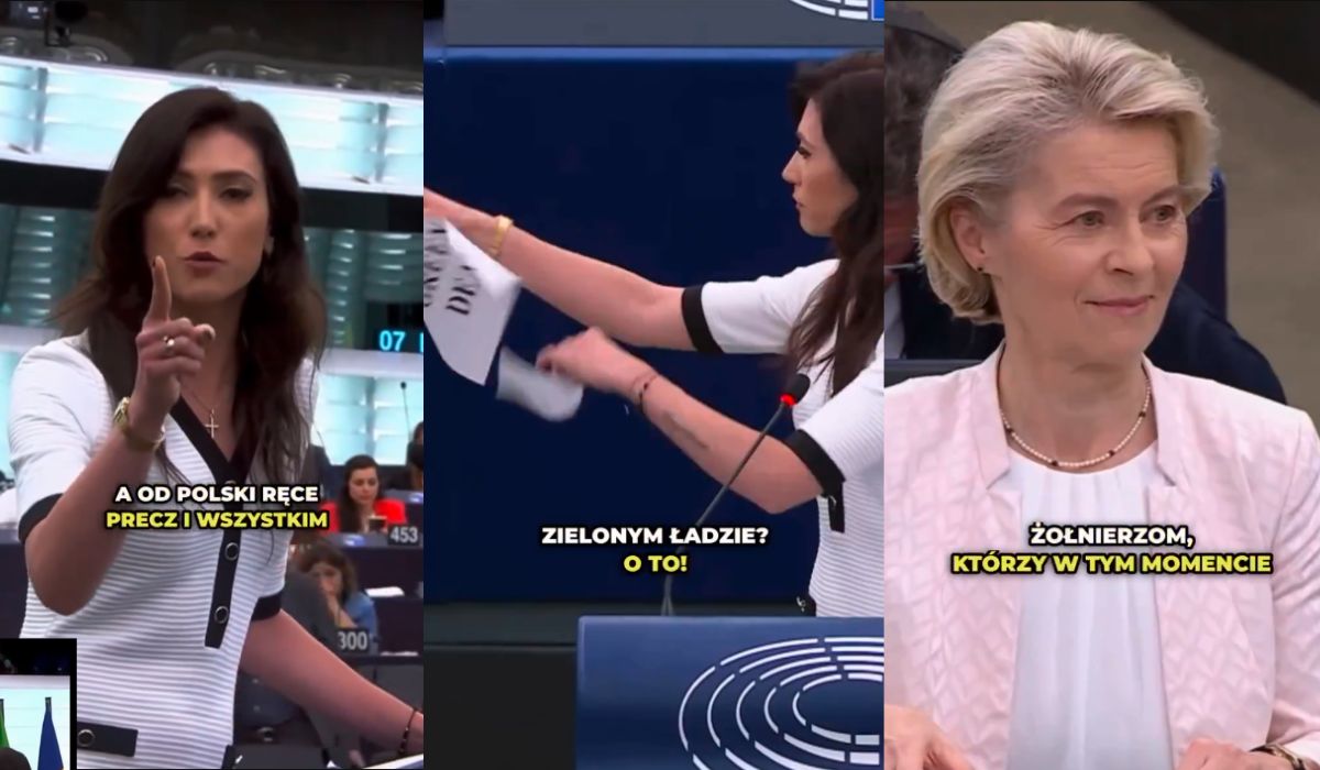 Europosłanka Konfederacji nakrzyczała na von der Leyen i podarła kartki z napisami