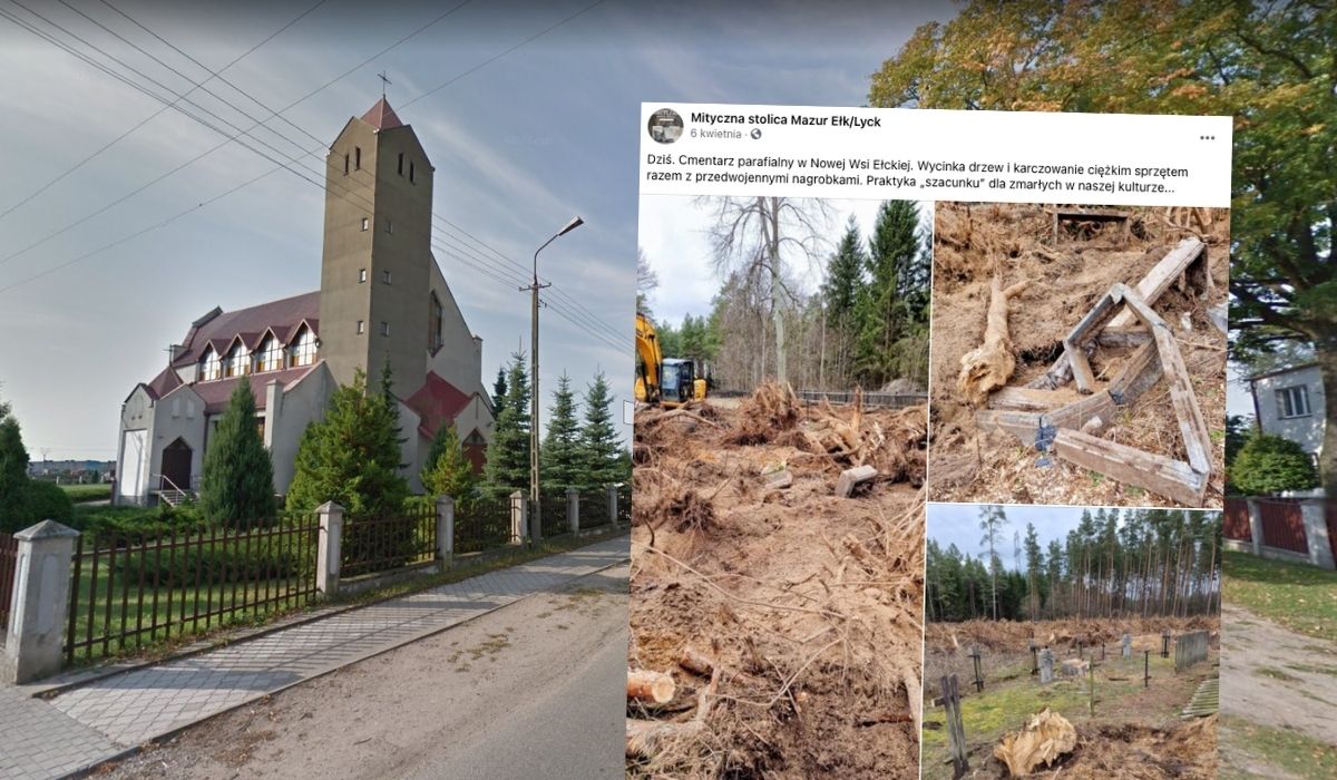 Nowa Wieś Ełcka: urząd wlepił parafii 1,9 mln zł kary za nielegalną wycinkę drzew na cmentarzu
