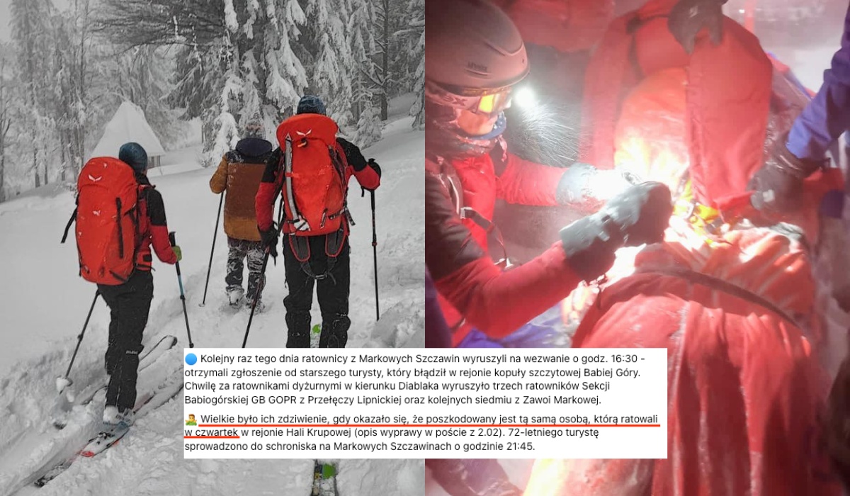 Ratownicy GOPR męczą się z upartymi turystami, którzy "dadzą radę", niektórych ratują dwa razy