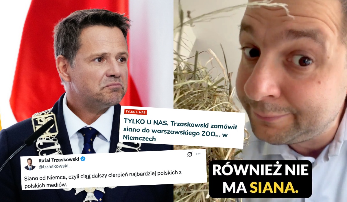 PiS-owskie media i Patryk Jaki wykreowały fejka, że Trzaskowski zamawia niemieckie siano do zoo