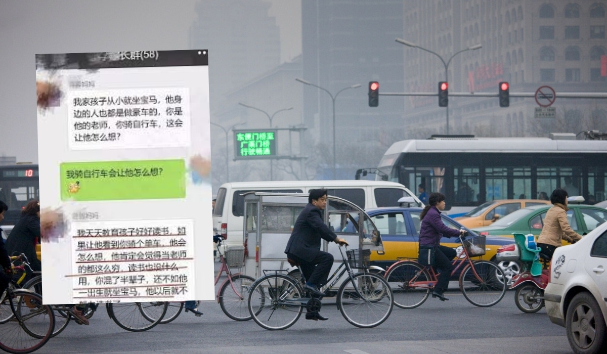 Chiny przeżywają dyskusję o matce, która oskarżyła nauczyciela, że jeżdżąc rowerem daje zły przykład jej synkowi w BMW