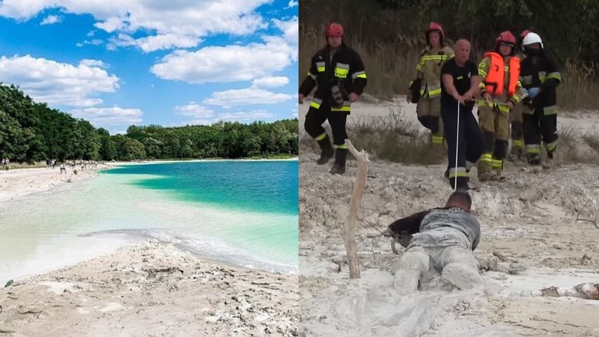 Strażacy musieli wyciągać ze szlamu dwóch turystów zwiedzających "polskie Malediwy"