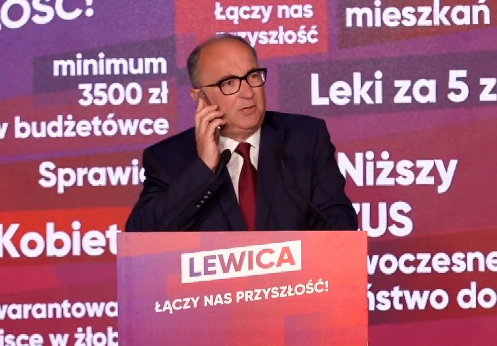 Czarzasty do Banasia na konwencji Lewicy: "Marian? Ja z burdelu dzwonię"