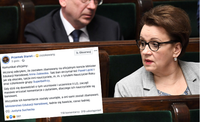 Minister Zalewska banuje Nauczycieli Roku i uczniów pytających, dlaczego to robi