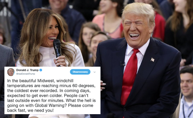Trump wyśmiewa globalne ocieplenie, bo jest zimno