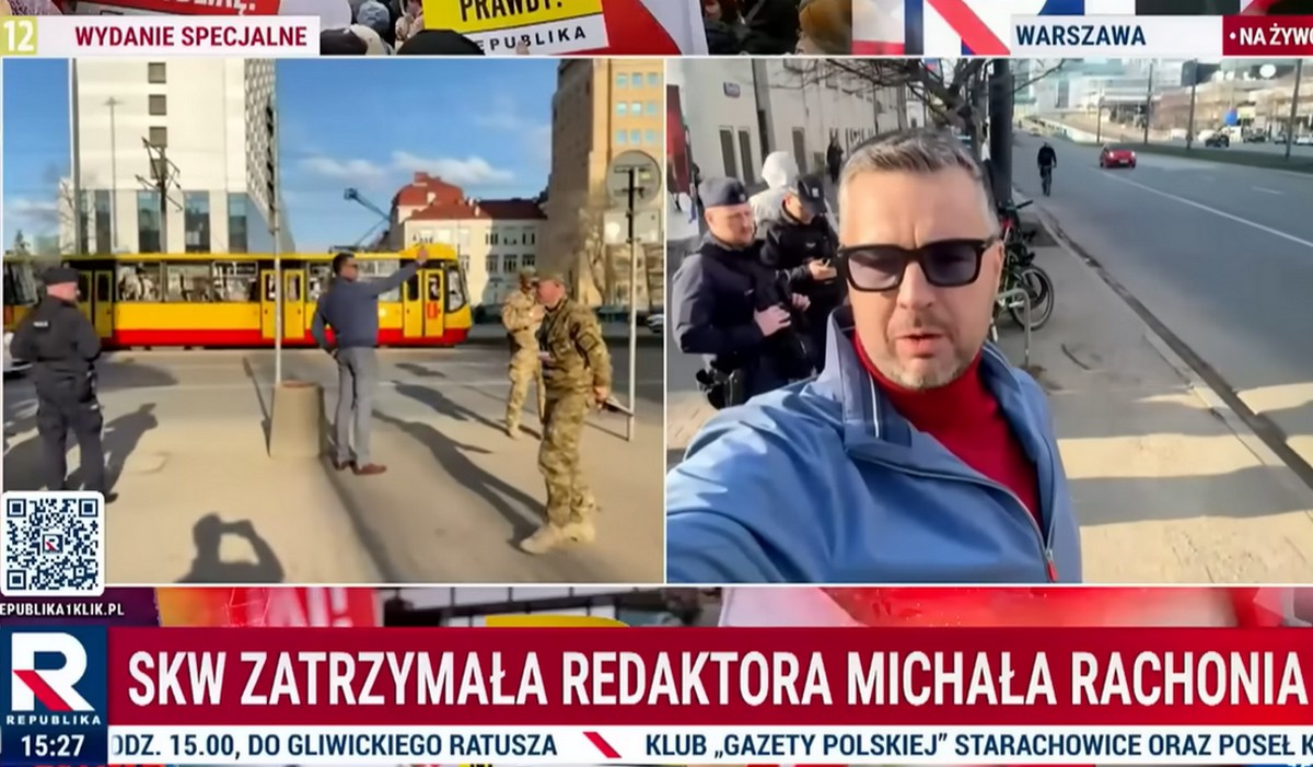 Policja komentuje lamenty Rachonia, że nie jest prześladowany przez Tuska, tylko popełnił wykroczenie