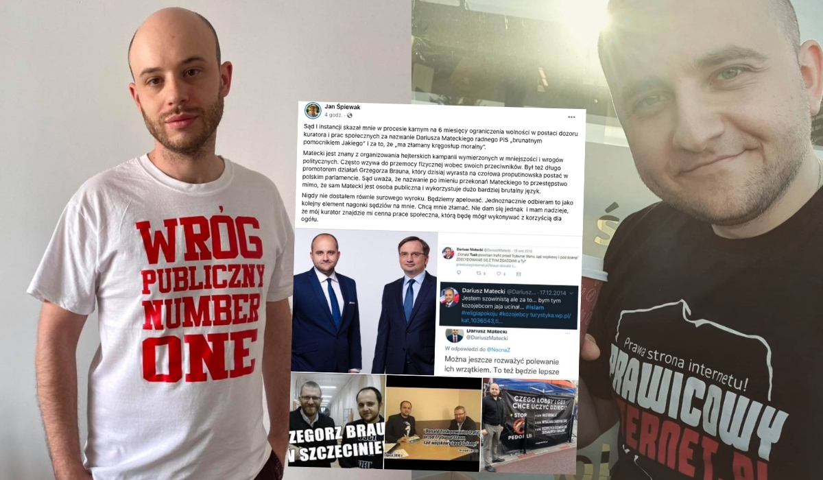 Jan Śpiewak przegrał w sądzie z radnym PiS, Dariuszem Mateckim za nazywanie go "brunatnym pomocnikiem Jakiego"