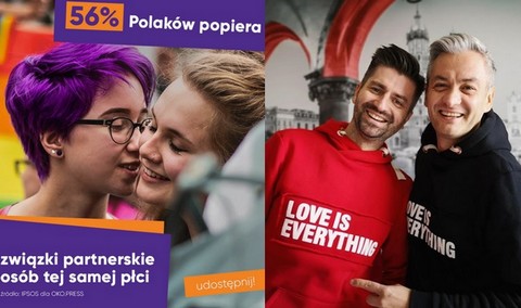 Biedroń: 56% Polaków popiera związki partnerskie osób tej samej płci