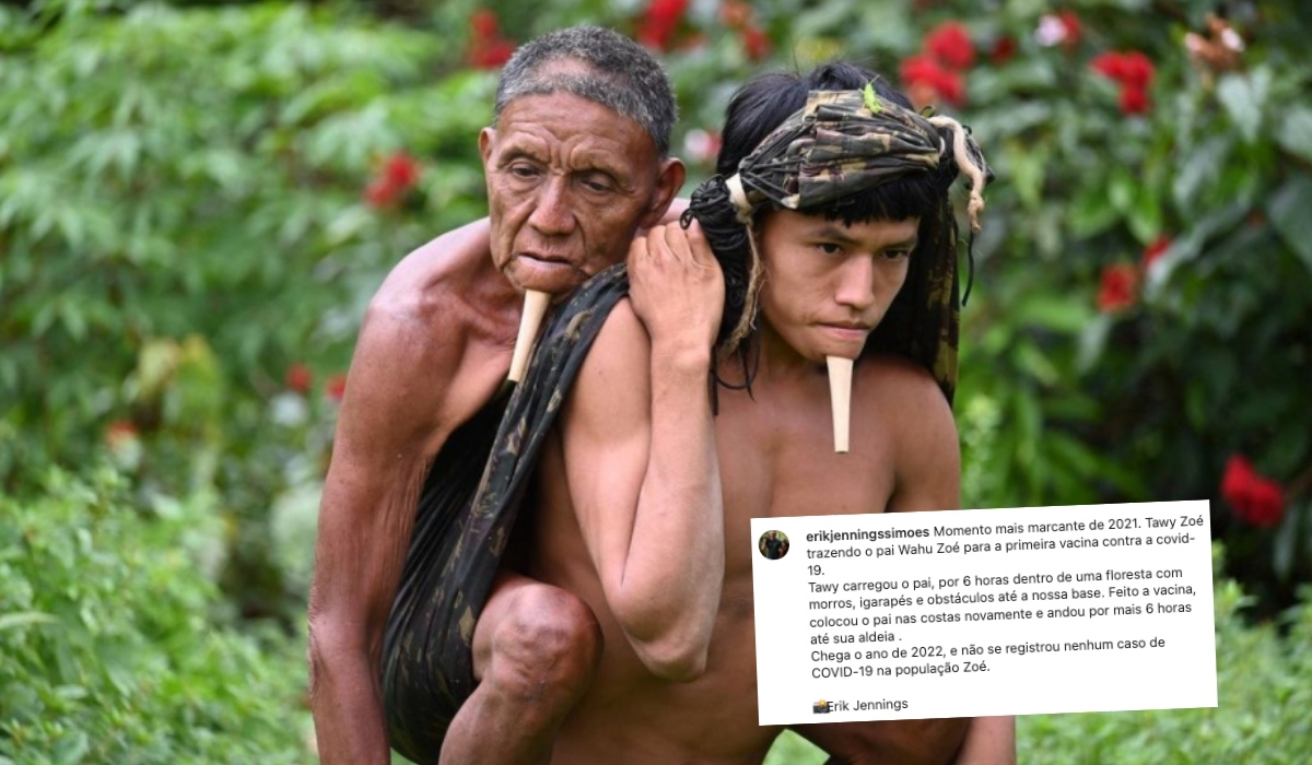 Amazonia: zdjęcie chłopaka, który 12 godzin niósł ojca na szczepienie, stało się viralem