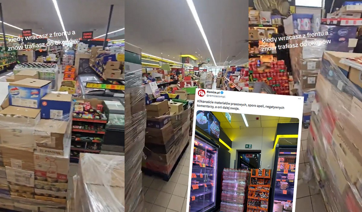 Biedronka wciąż stawia fortyfikacje z palet, także na wyjściach ewakuacyjnych