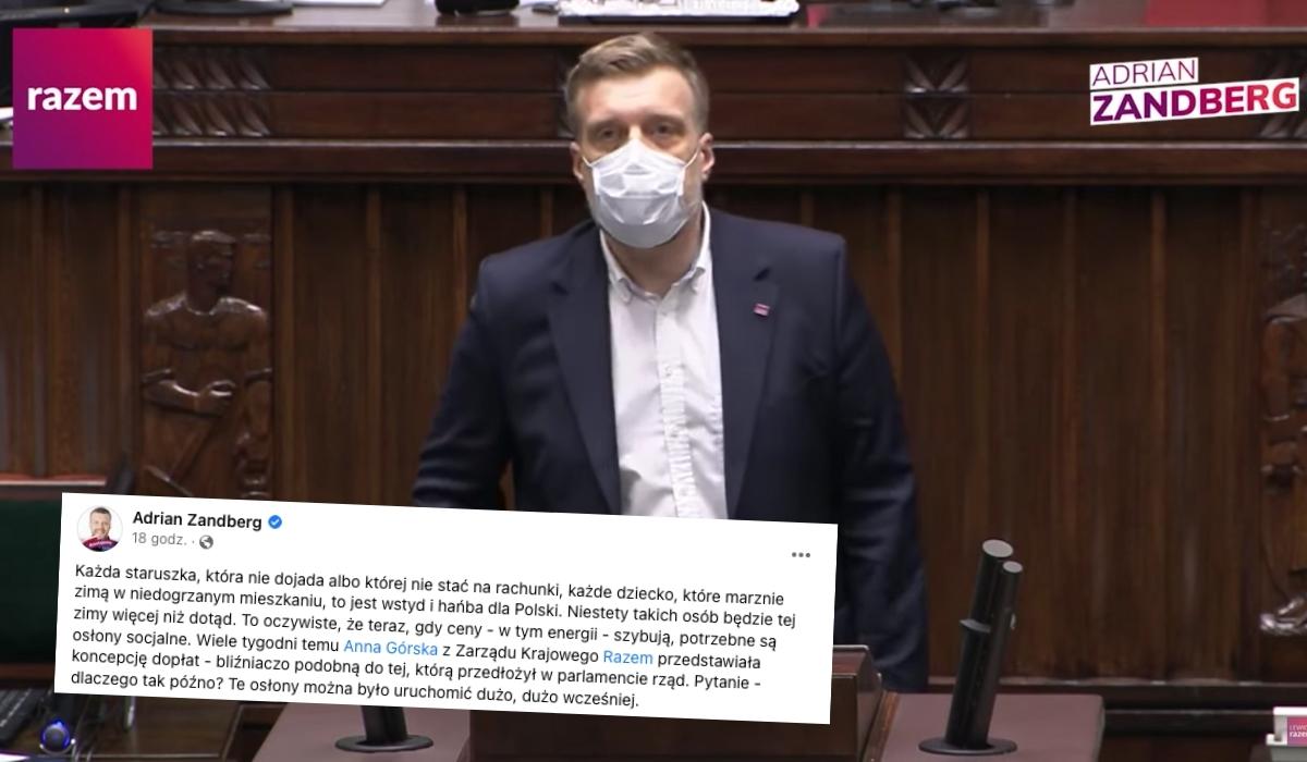 Zandberg złości się na rząd, że pomoc dla najbiedniejszych na zimę będzie w marcu
