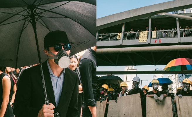 Jak walczymy: jeden z protestujących pokazuje sposoby walki w Hong Kongu