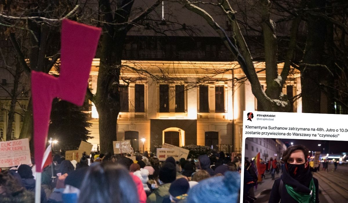 Warszawa: protestujący weszli na teren Trybunału, zatrzymano m.in. Klementynę Suchanow