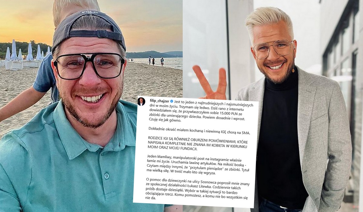 Filip Chajzer odpiera zarzuty i tłumaczy, że jego fundacja pobiera tylko minimalny procent od zbiórek