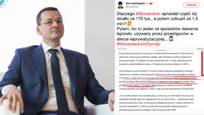 Działka Morawieckiego: sprzedał i odkupił ją 10 razy drożej