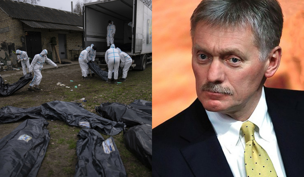 Rzecznik Kremla snuje teorie o zdjęciach i filmach z Buczy, przekonuje, że to inscenizacja agencji PR-owych