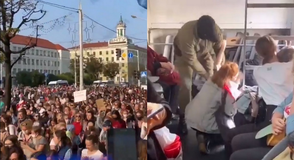 Protesty na Białorusi: brutalne zatrzymania kobiet w Mińsku