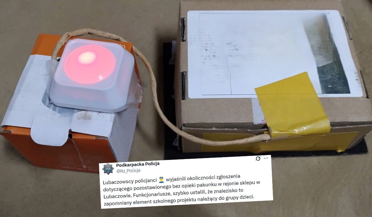 Lubaczów: policja ustaliła, że porzucony pod sklepem pakunek przypominający bombę jest tylko szkolnym projektem roztargnionych nastolatków