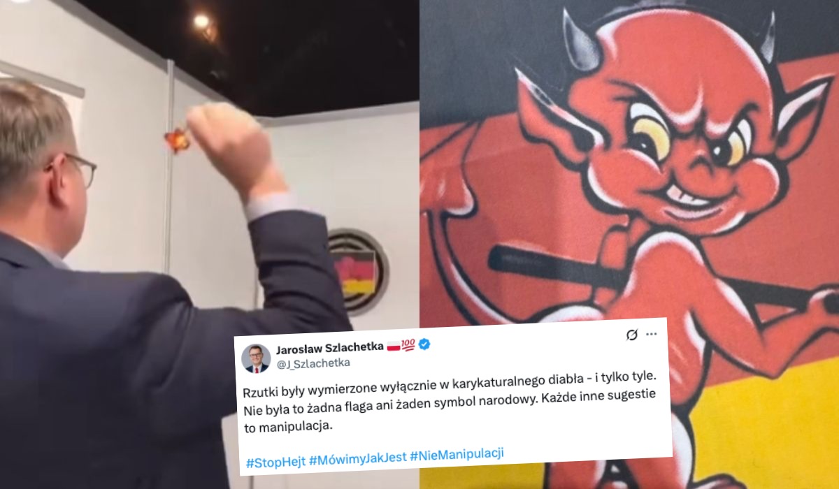 Burmistrz Myślenic tłumaczy się z rzucania lotkami do tarczy w kolorach niemieckiej flagi podczas konwencji PiS