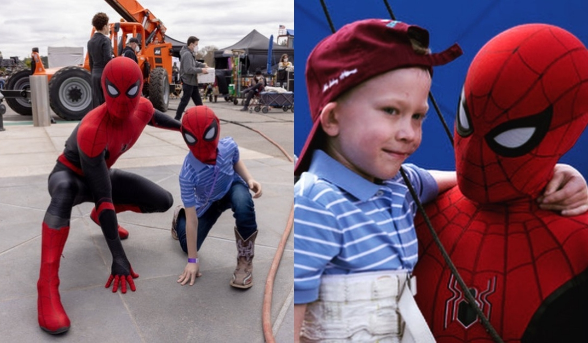 Chłopiec, który uratował siostrę przed pogryzieniem przez psa, spędził cały dzień z Tomem Hollandem